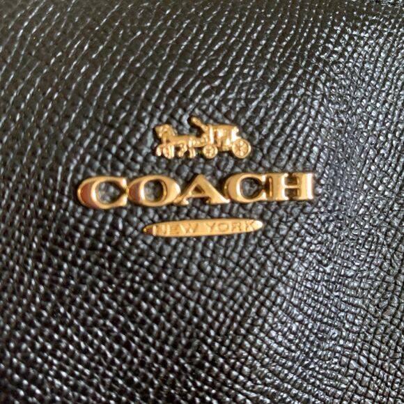 Coach Black Crossgrain Leather Satchel Handbag Gold Tone Hardware - Picture 2 of 14